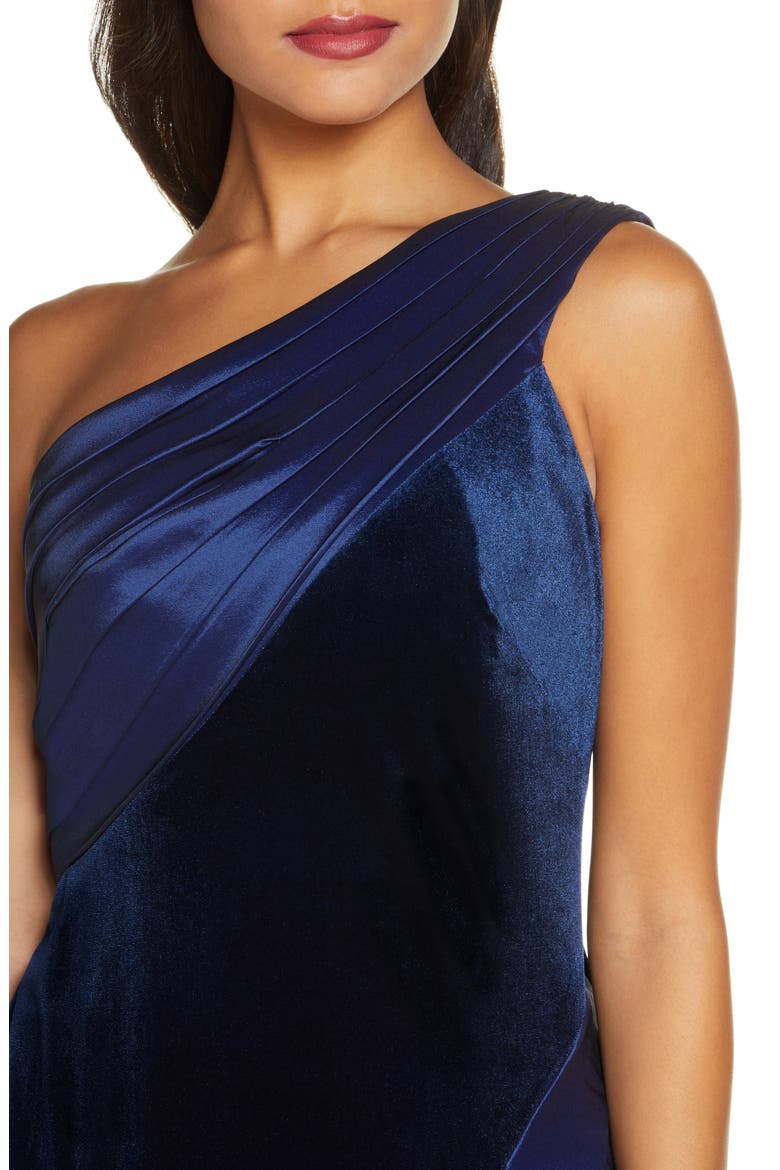 One-Shoulder Tafetta Ballgown, Alternate, color, NAVY