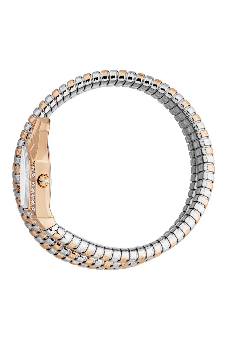 Snake Bracelet Watch, 23mm x 32mm, Alternate, color, TWO TONE SILVER & ROSE GOLD