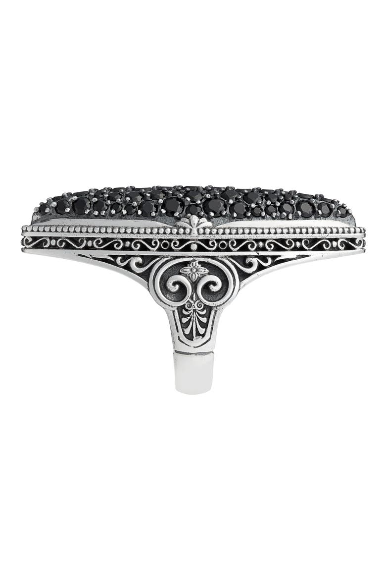 Circle Black Spinel Ring, Alternate, color, SILVER