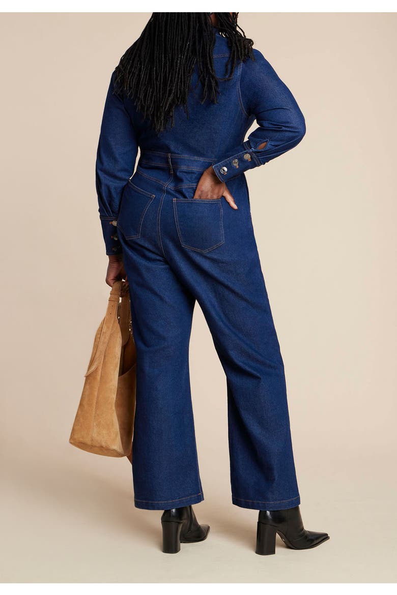 Western Detail Denim Jumpsuit, Alternate, color, DARK WASH
