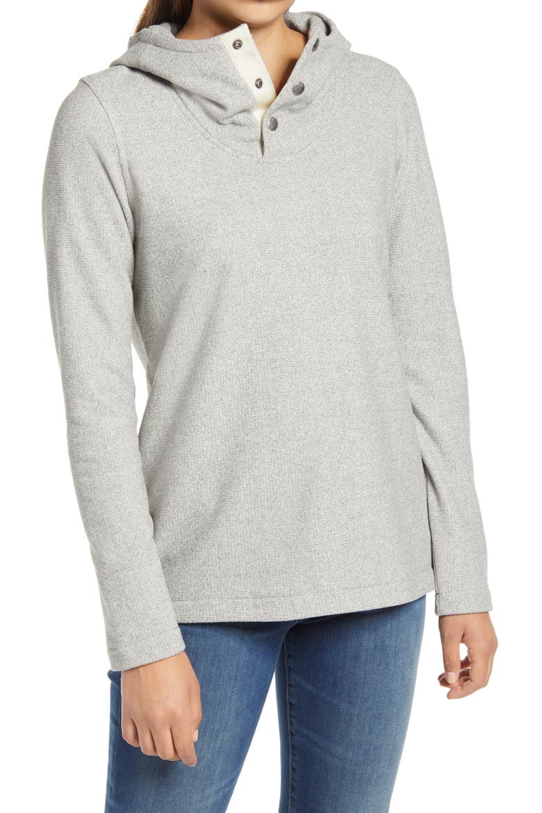 Knit Stitch Fleece Hoodie, Main, color, VINTAGE WHITE HEATHER