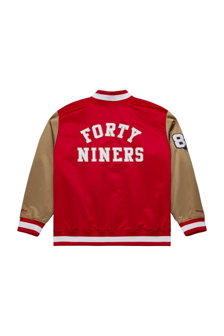 Men's Mitchell & Ness Scarlet/Gold San Francisco 49ers 80th Anniversary Heavyweight Satin Full-Snap Jacket, Alternate, color, Scarlet