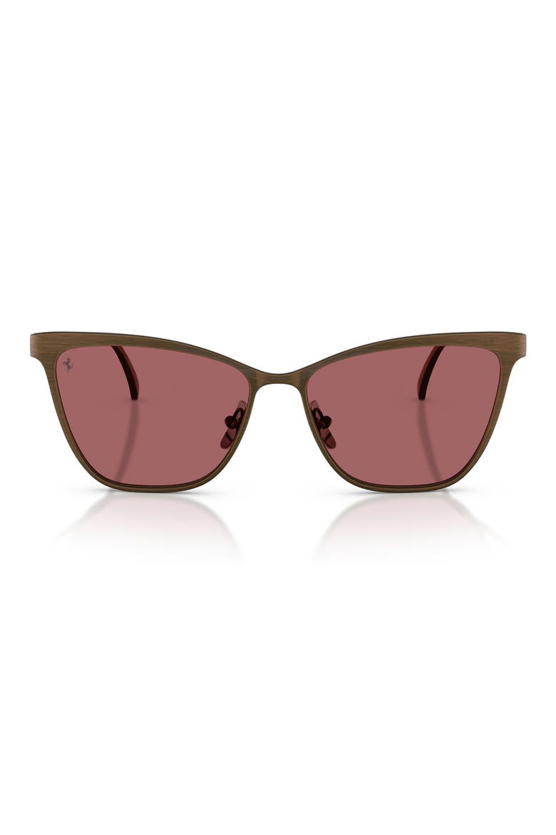 56mm Polarized Cat Eye Sunglasses, Main, color, GREY/ BROWN BRUSH / RED