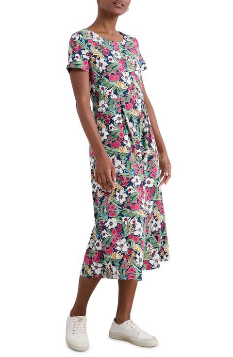 Veronica Floral Print Stretch Organic Cotton Jersey Midi Dress