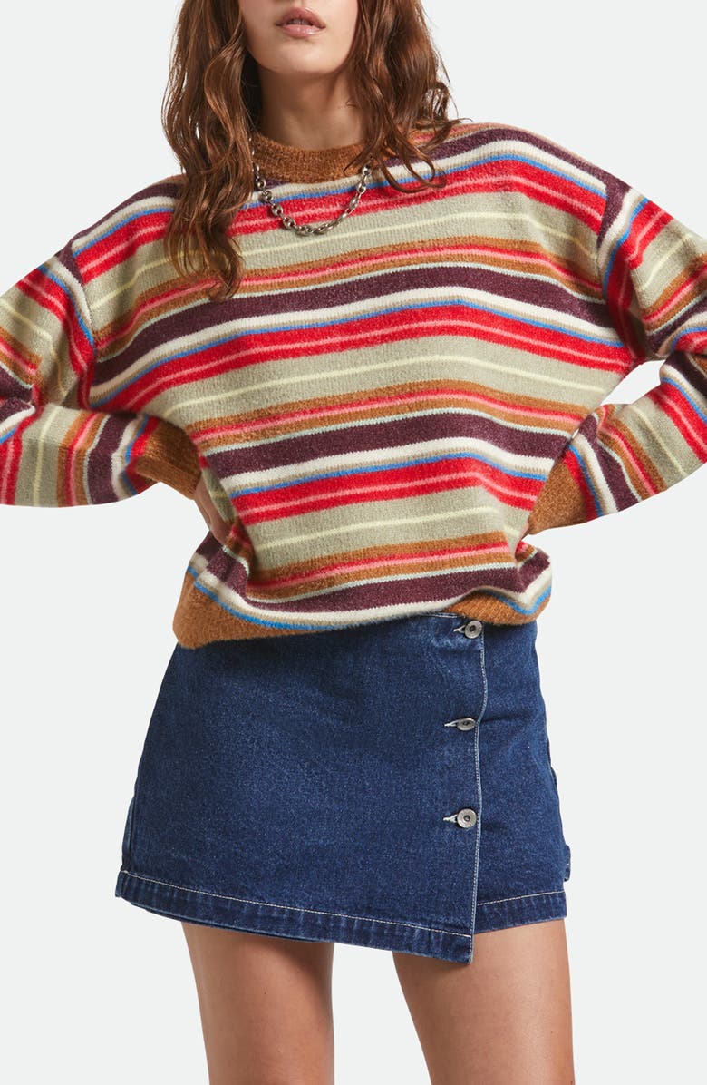 Brixton Stripe Crewneck Sweater, Main, color, 