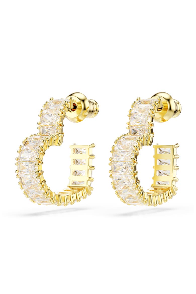Matrix Crystal Heart Hoop Earrings, Alternate, color, WHITE/ GOLD