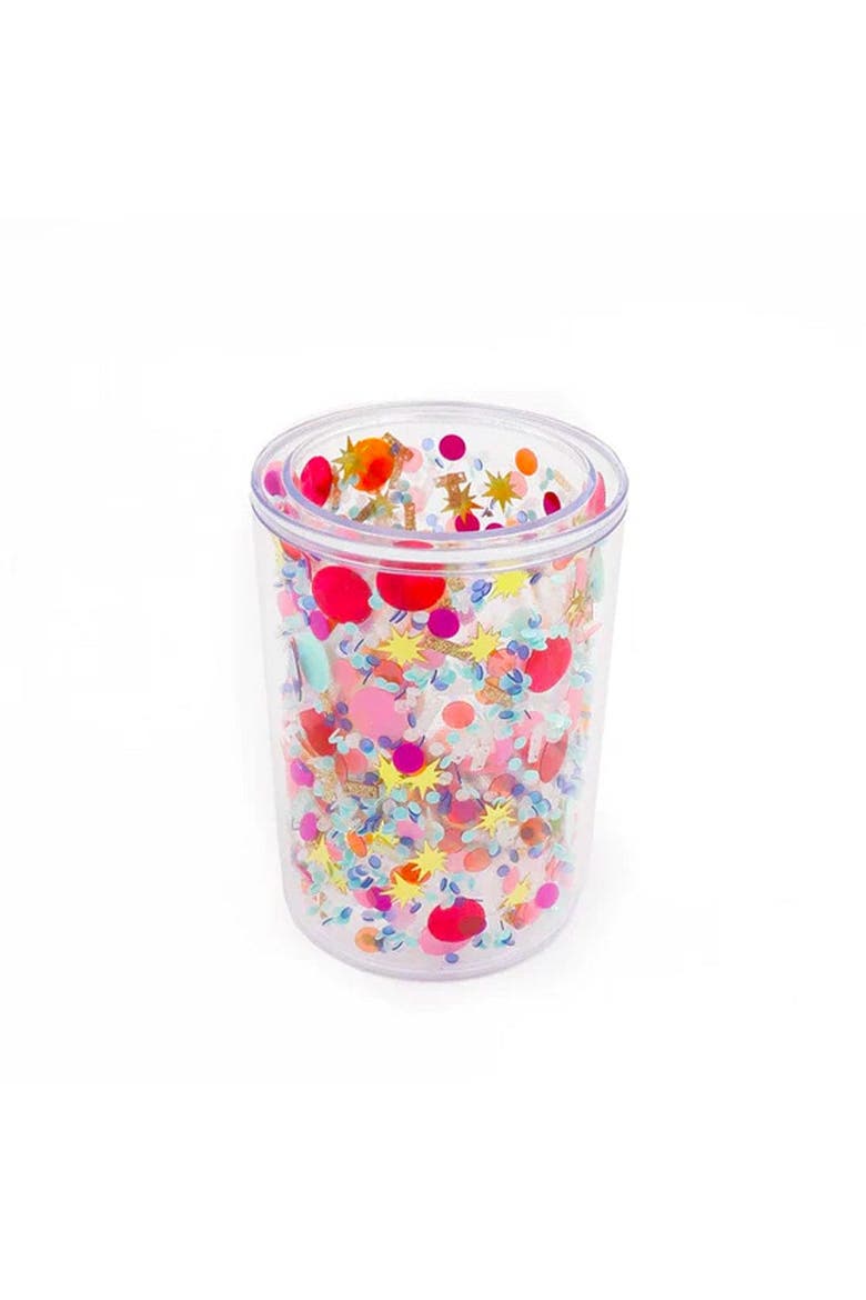 Celebrate Every Day Confetti Pen Cup Organizer - Double Wall Clear Acrylic Desk Organizer with Trapped Multicolor Confetti for Home and Office, Main, color, Multicolor