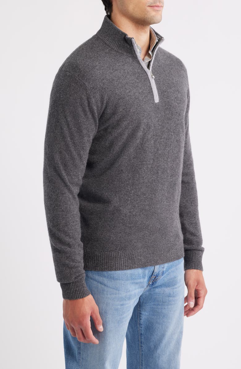 johnnie-O Niccolo Cashmere Quarter Zip Sweater, Alternate, color, Charcoal