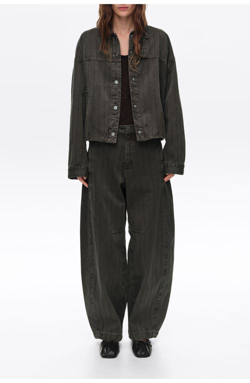 Bimba Y Lola Striped Oversize Denim Jacket In Washed Brown