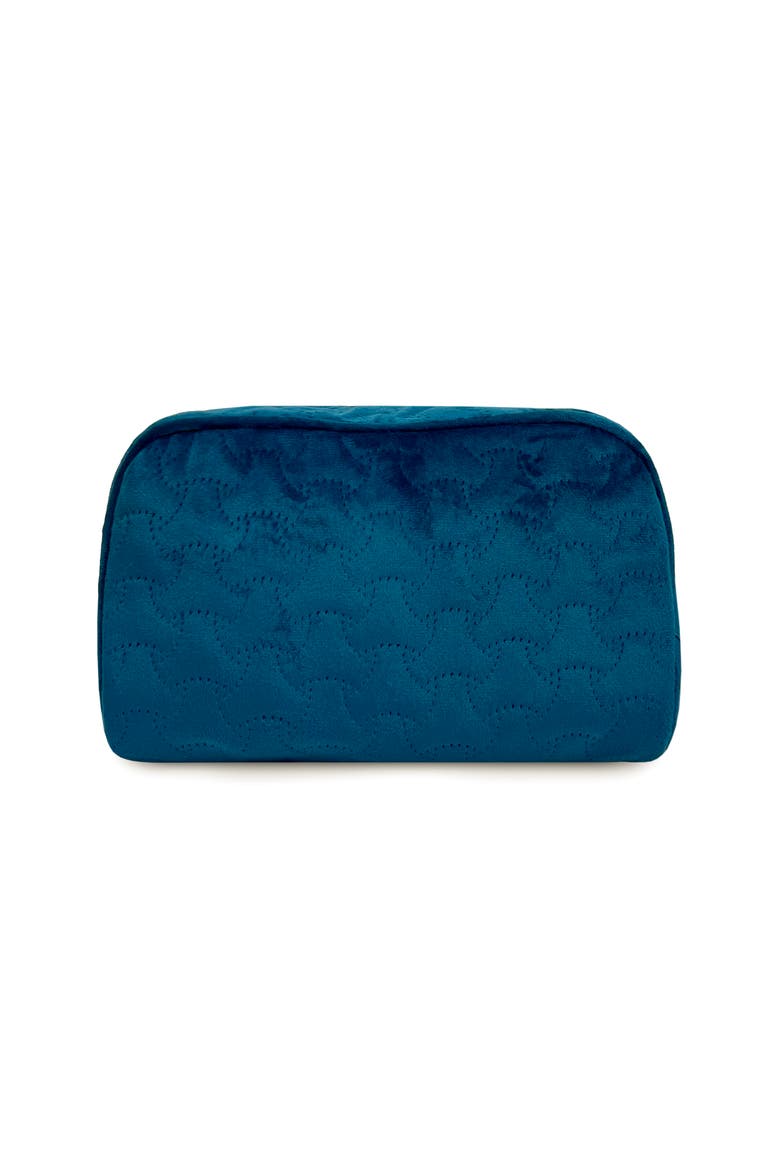 The Riviera Velvet Cosmetic Case - Teal Blue, Alternate, color, Teal Blue