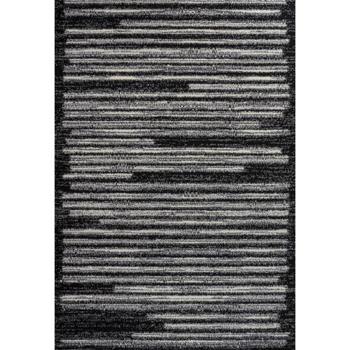 Jonathan Y Khalil Modern Berber Stripe Area Rug In Black/cream