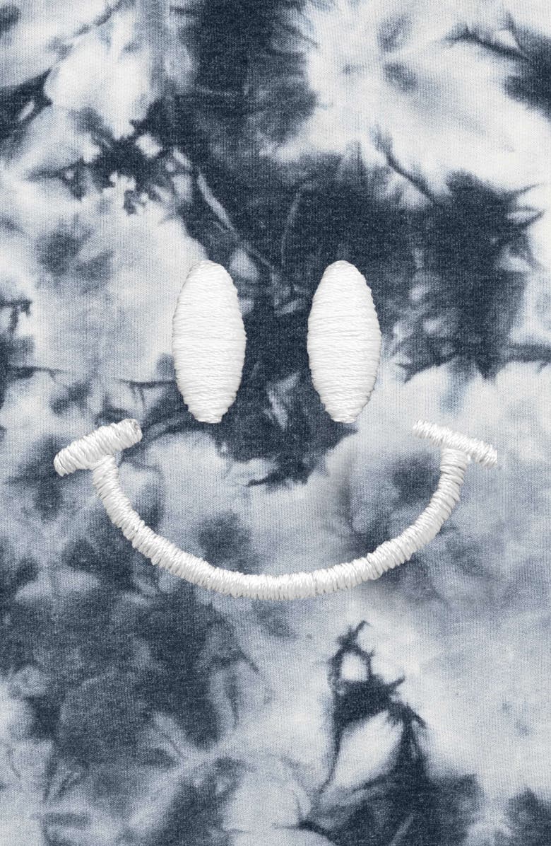 Dalix Smile Face Tie Dye Crewneck Sweatshirt, Alternate, color, Tie Dye Black