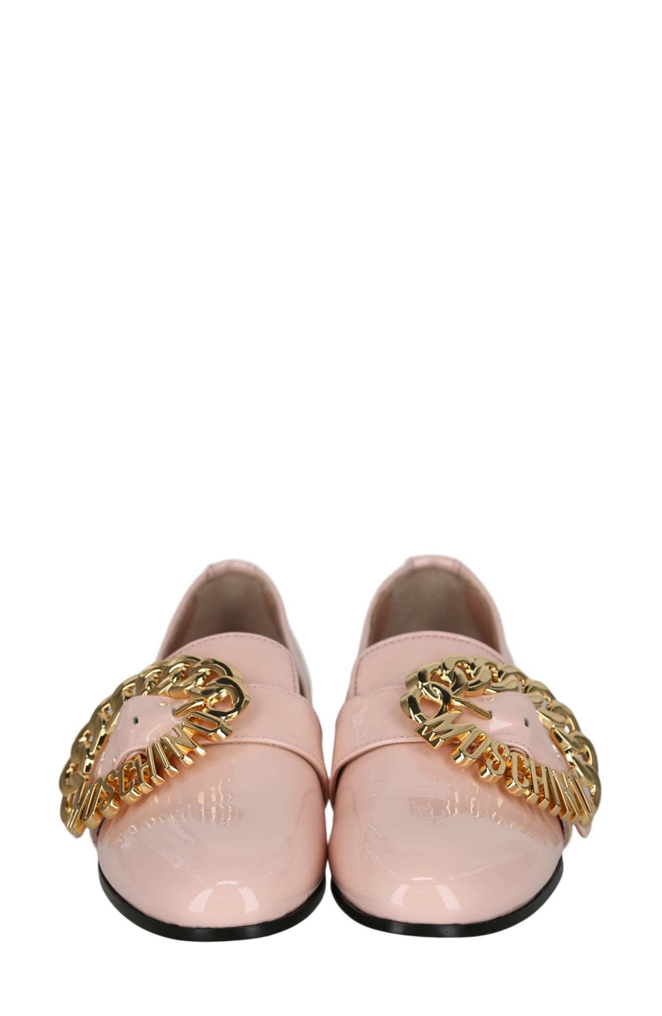 Moschino Big Buckle Patent Leather Loafer, Alternate, color, Pink