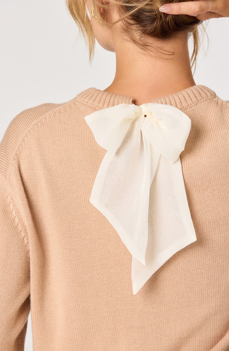 ASTR the Label Kalyn Mixed Media Long Sleeve Minidress, Alternate, color, Light Taupe Cream