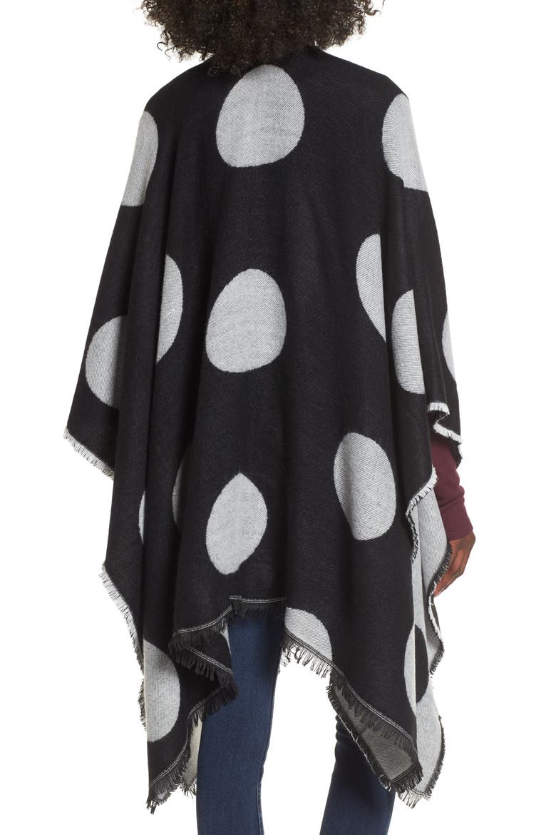 Polka Dot Ruana, Alternate, color, BLACK/ IVORY