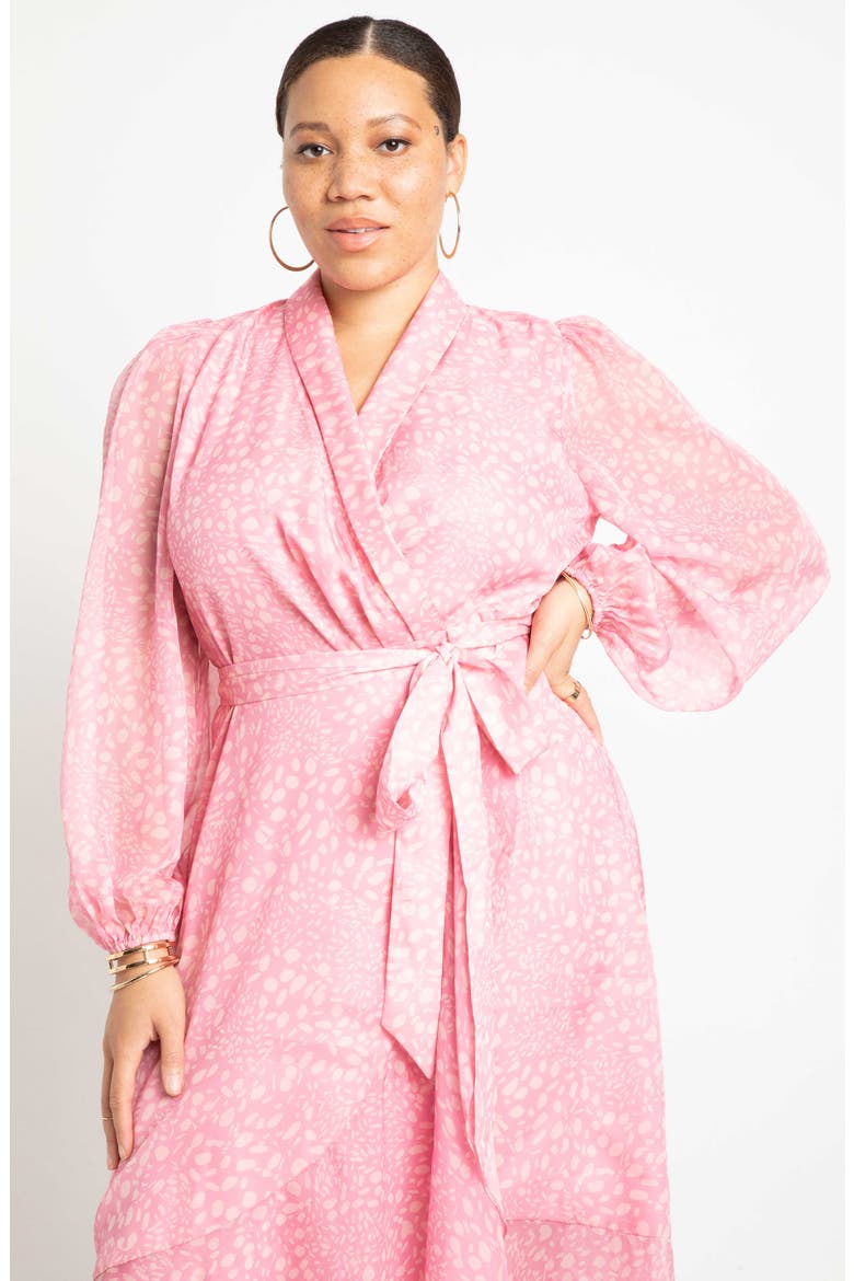 Long Sleeve Maxi Wrap Dress, Alternate, color, SPECKTACULAR - PINK