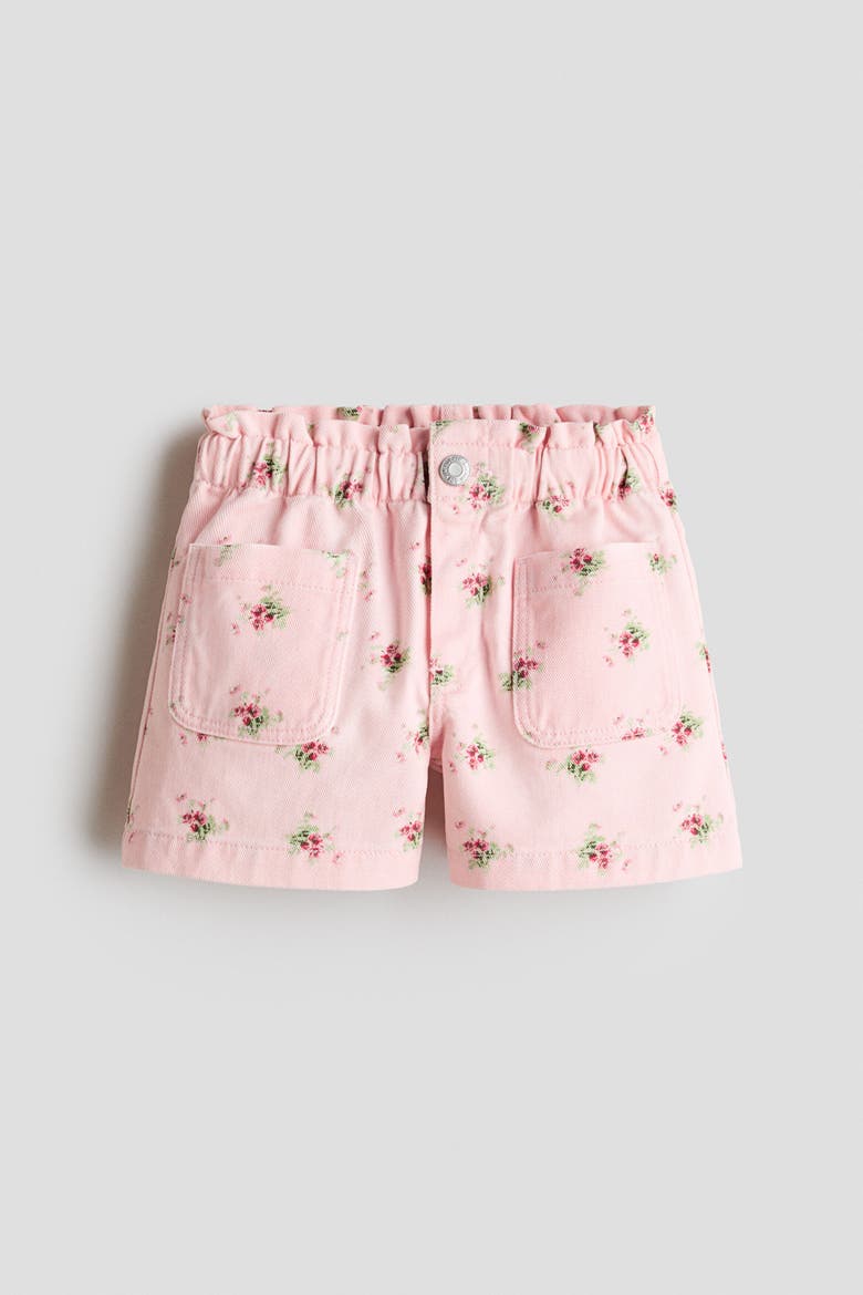 Twill Paper Bag Shorts, Alternate, color, Light pink/floral