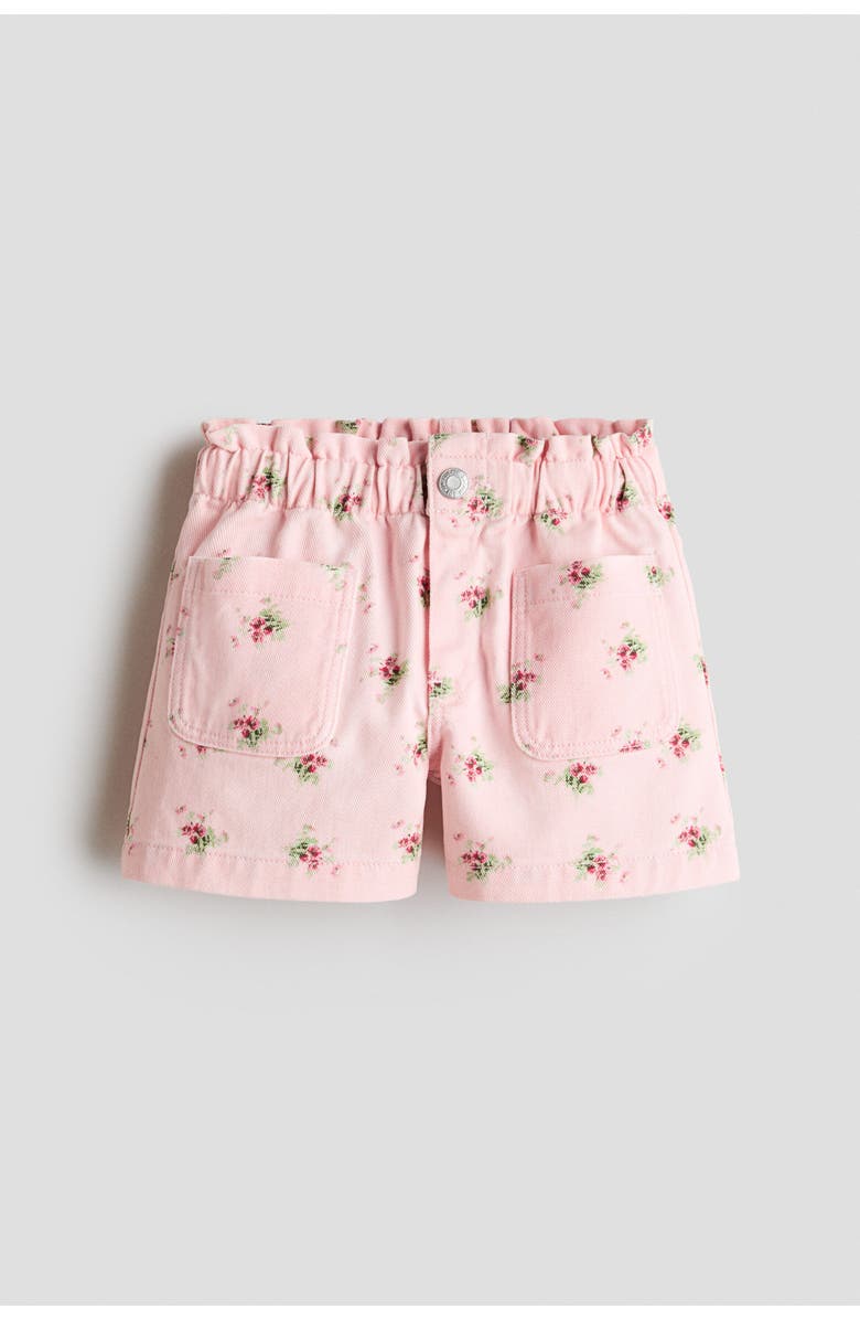 H&M Twill Paper Bag Shorts, Alternate, color, Light Pink/Floral