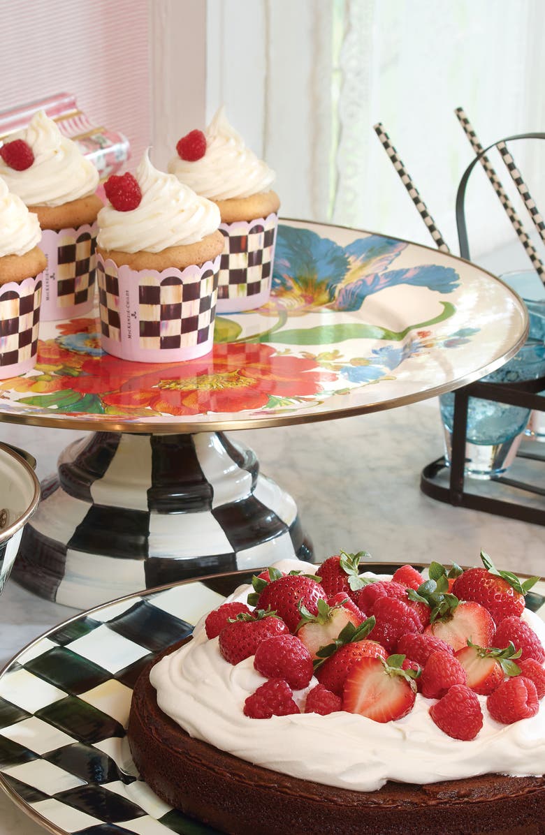 MACKENZIE CHILDS Flower Market Pedestal Platter, Alternate, color, White Multi