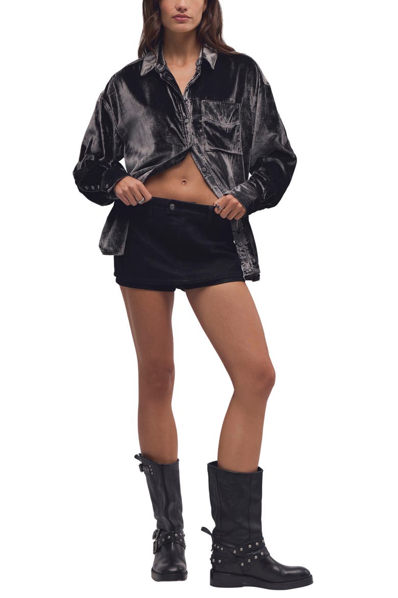 Gallivanting Faux Suede Skort, Alternate, color, BLACK