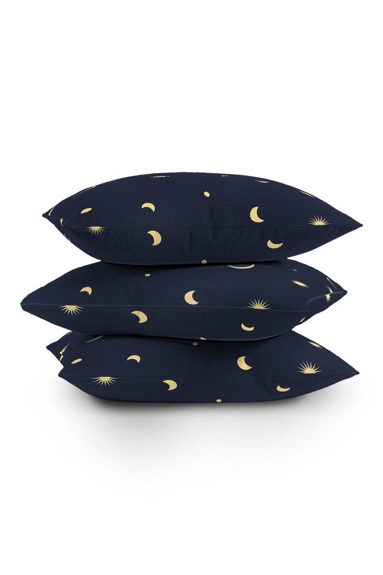 Celestial Moon & Stars Throw Pillow, Alternate, color, NAVY