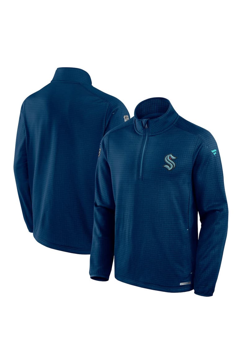 Men's Fanatics  Navy Seattle Kraken Big & Tall Authentic Pro Quarter-Zip Top, Alternate, color, Navy
