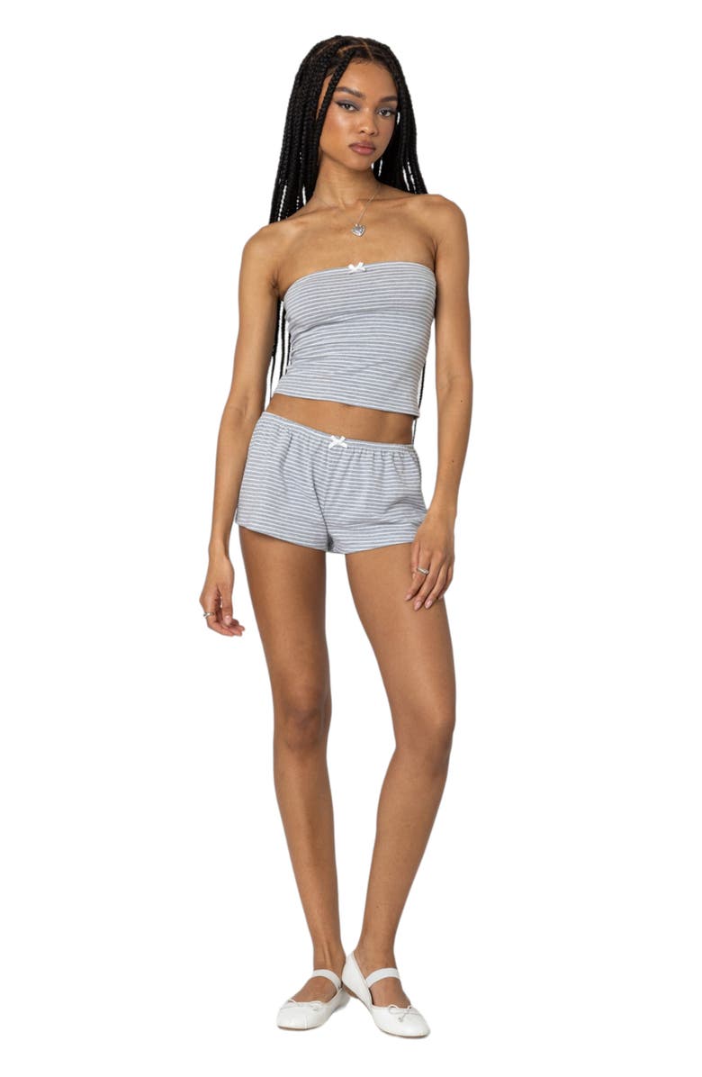 EDIKTED Astor Stripe Shorts, Alternate, color, Gray-And-White