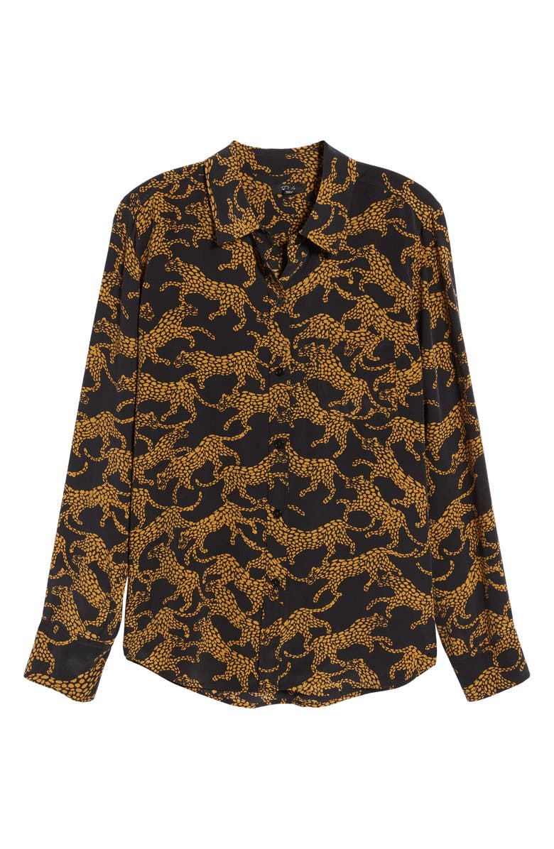 Rails Kate Lynx Print Silk Button-Up Blouse, Alternate, color, 