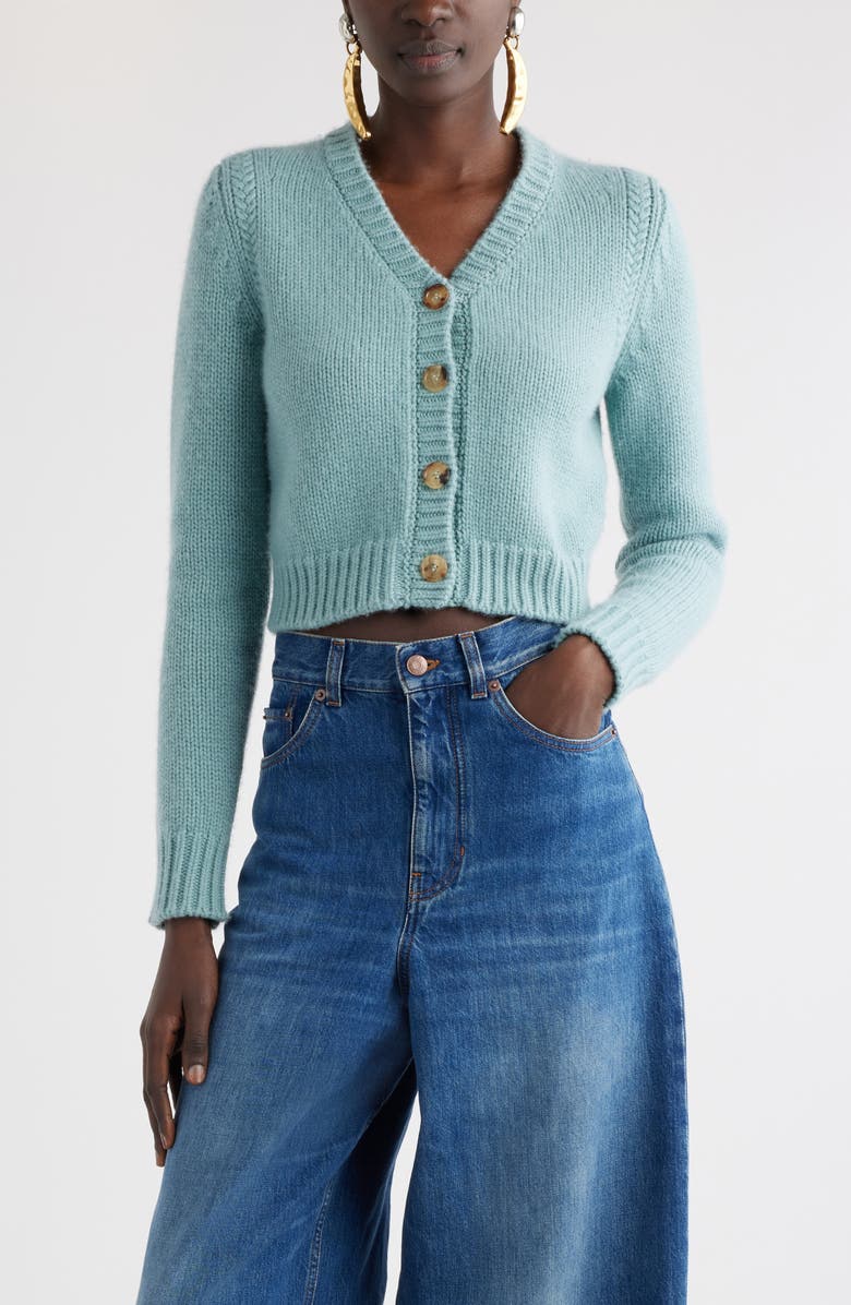 Chloé Crop Cashmere & Cotton Cardigan, Main, color, 