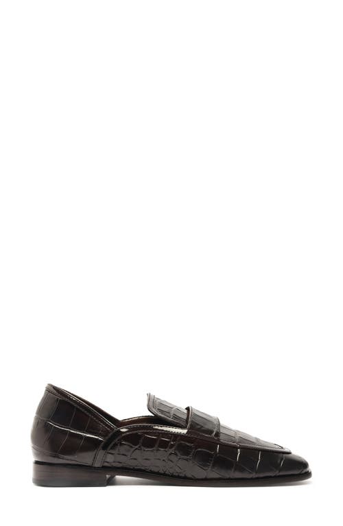 Schutz Maurice Croc-embossed Leather Loafer Flats In Brown