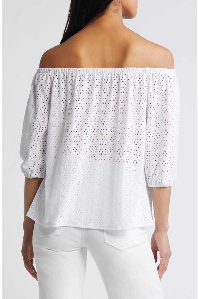 Eyelet Off the Shoulder Top, Alternate, color, WHITE