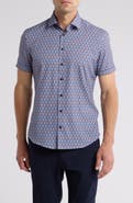 SOUL OF LONDON Geo Print Performance Short Sleeve Shirt