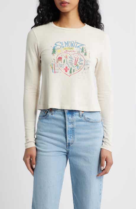 Daydreamer St. Moritz is for Lovers Long Sleeve Crop Graphic T-Shirt