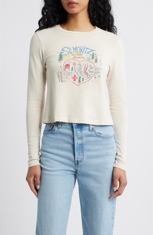 Daydreamer St. Moritz Is For Lovers Long Sleeve Crop Graphic T-shirt In White
