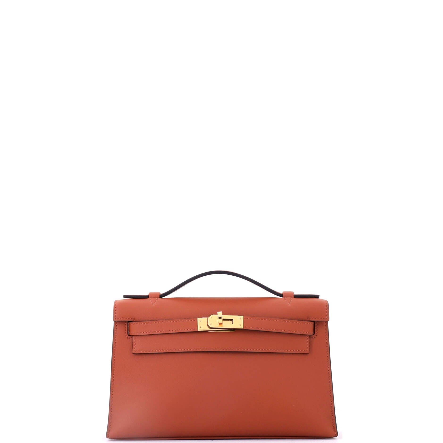 Pre-Owned Hermes Kelly Pochette Swift, Main, color, Cuivre