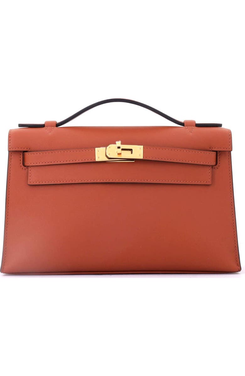 Pre-Owned Hermes Kelly Pochette Swift, Main, color, Cuivre