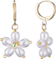 Adornia Faux Pearl & Crystal Flower Drop Earrings
