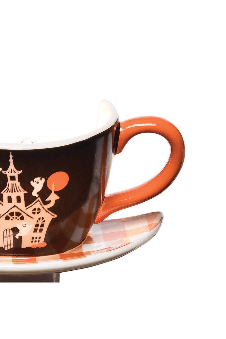Halloween House Decorative LED Ceramic Teacup Night Light, Alternate, color, Orange