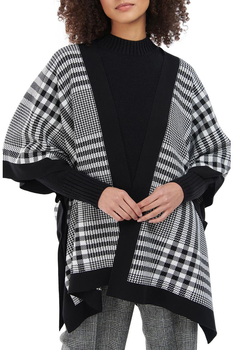 Neva Check Cotton Cape, Main, color, BLACK