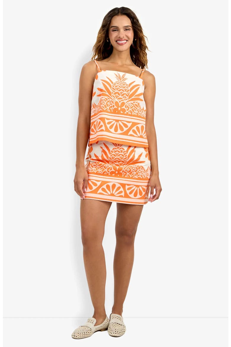 High Rise Rico Tropical Print Skirt, Main, color, Orange Oasis