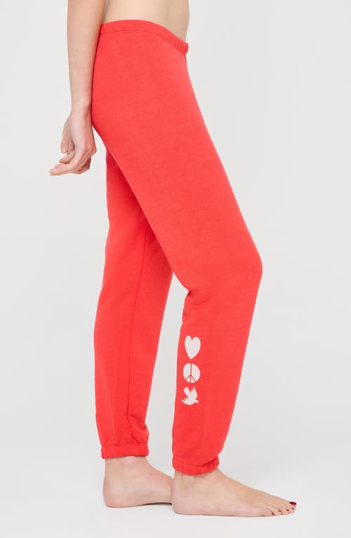 Spiritual Gangster Love Heart Luna Sweatpants In Red