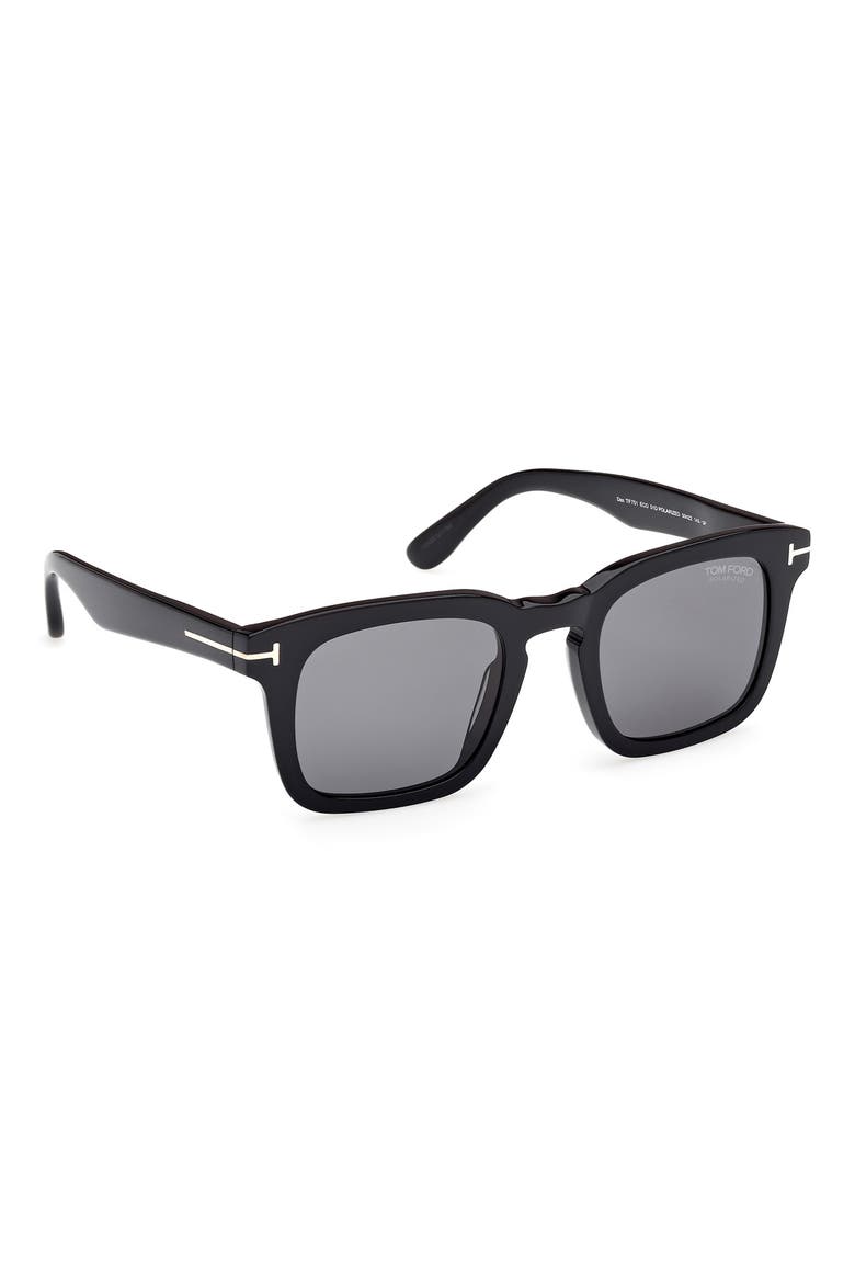 Dax 50mm Polarized Square Sunglasses, Alternate, color, BLACK ECO / T LOGO / BLACK