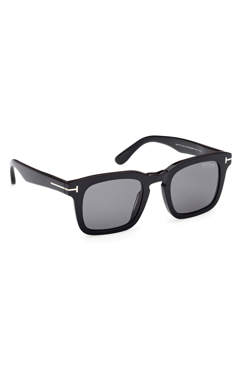 TOM FORD Dax 50mm Polarized Square Sunglasses, Alternate, color, Black Eco / T Logo / Black
