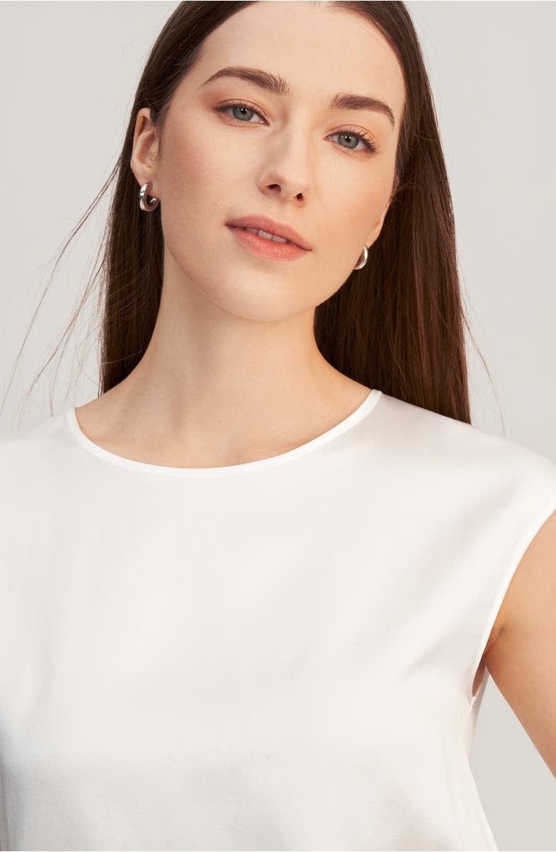 Lilysilk Basic Cap Sleeves Silk Tee, Alternate, color, Natural White