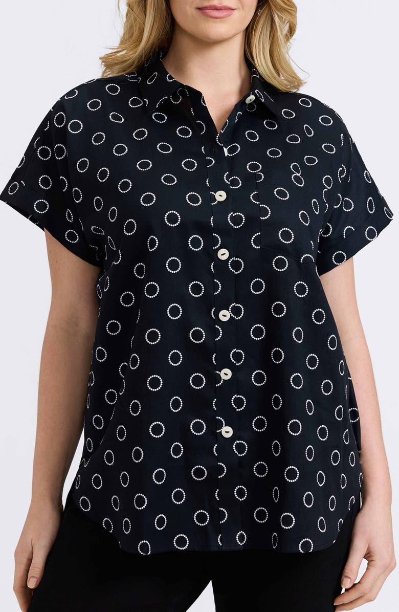 Foxcroft Abigail Short Sleeve Cotton Button-Up Shirt, Main, color, 