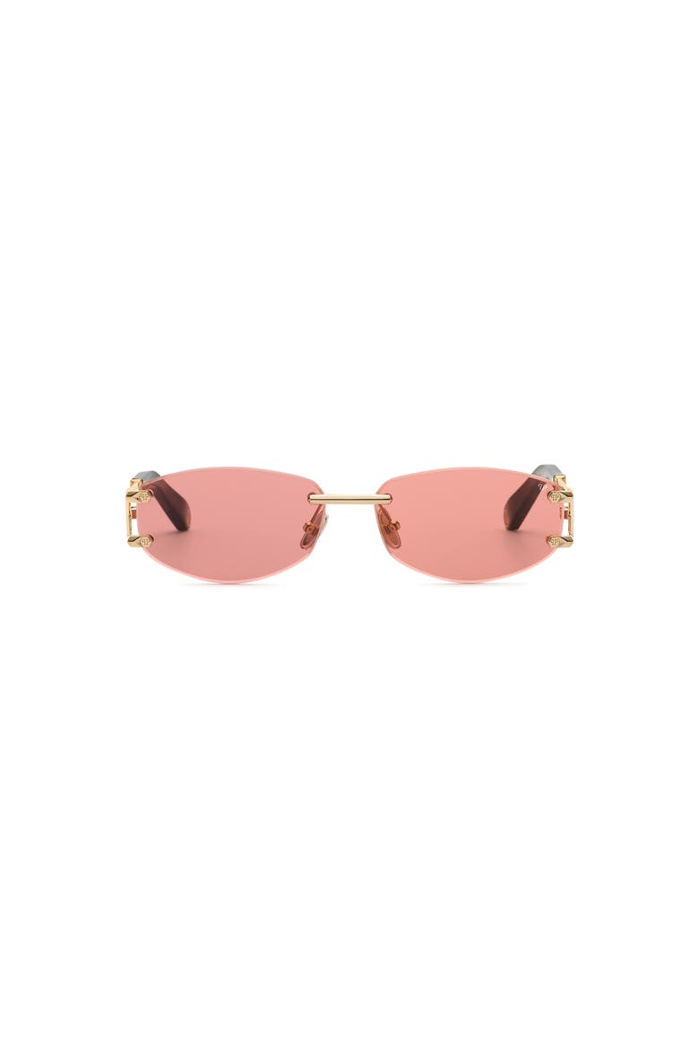 Rimless Oval Metal Sunglasses Men, Main, color, red