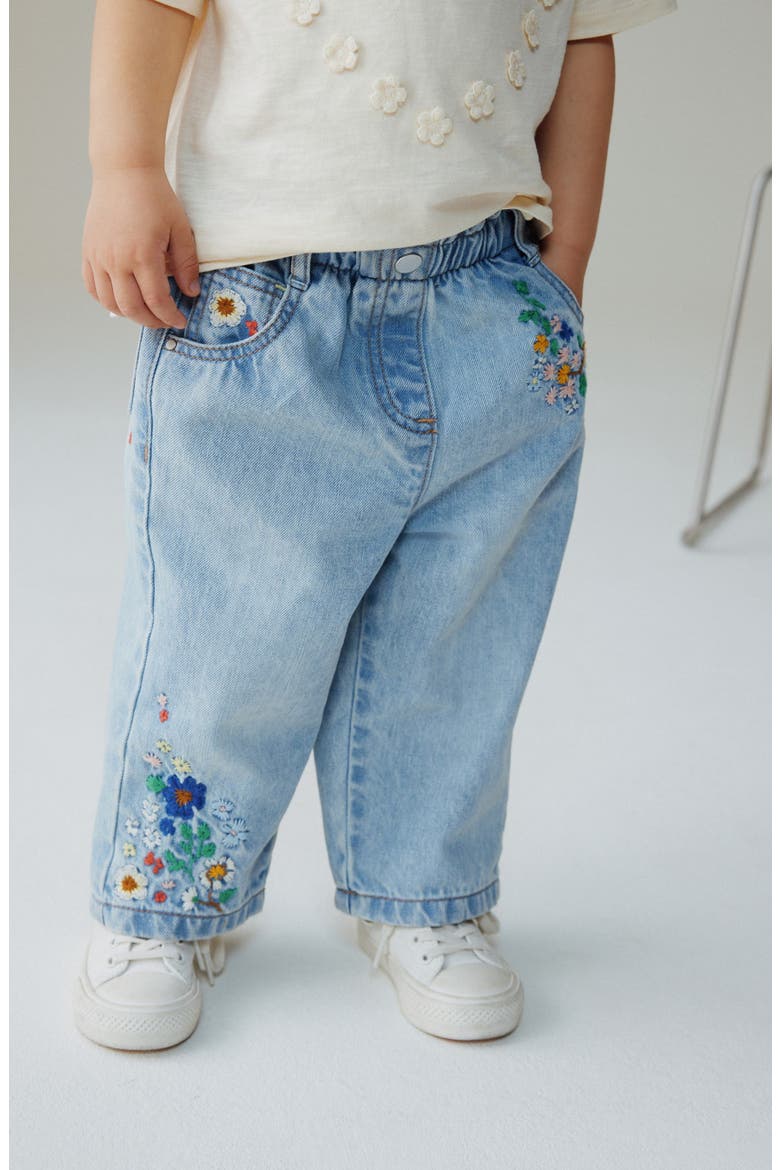 Kids' Floral Embroidered Jeans, Main, color, BLUE
