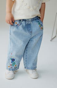 NEXT Kids' Floral Embroidered Jeans