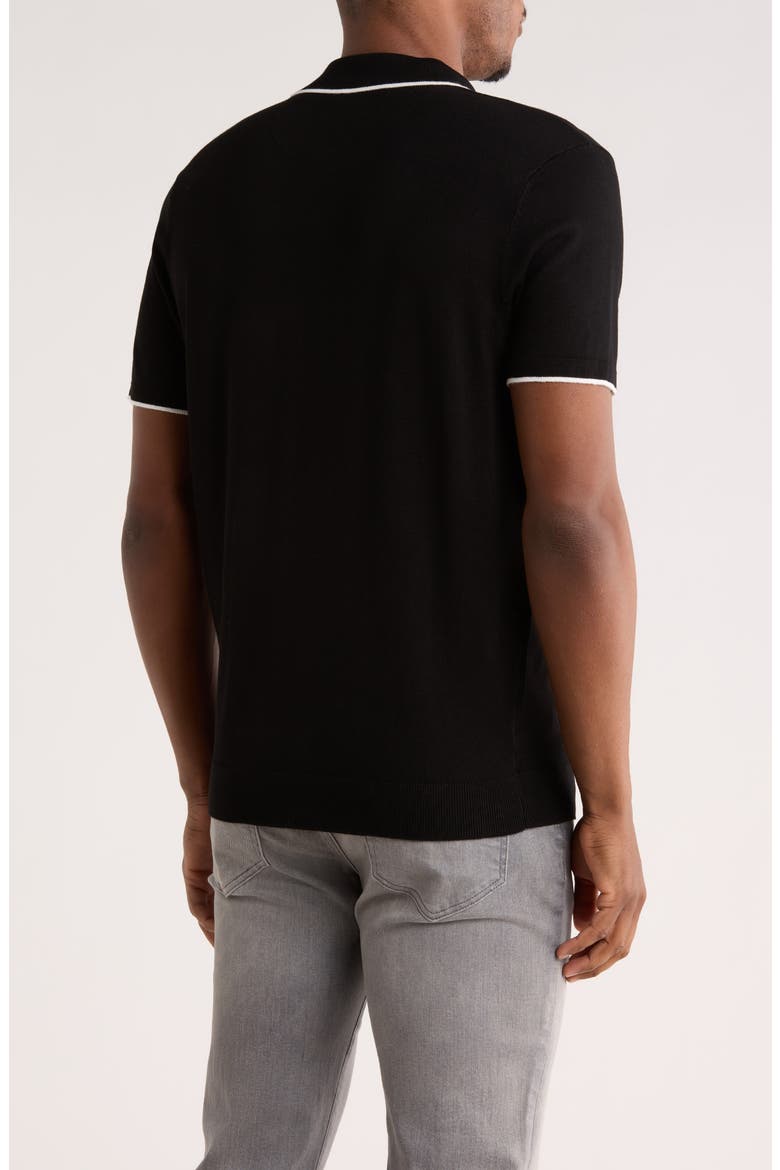 Quarter Zip Polo Sweater, Alternate, color, BLACK