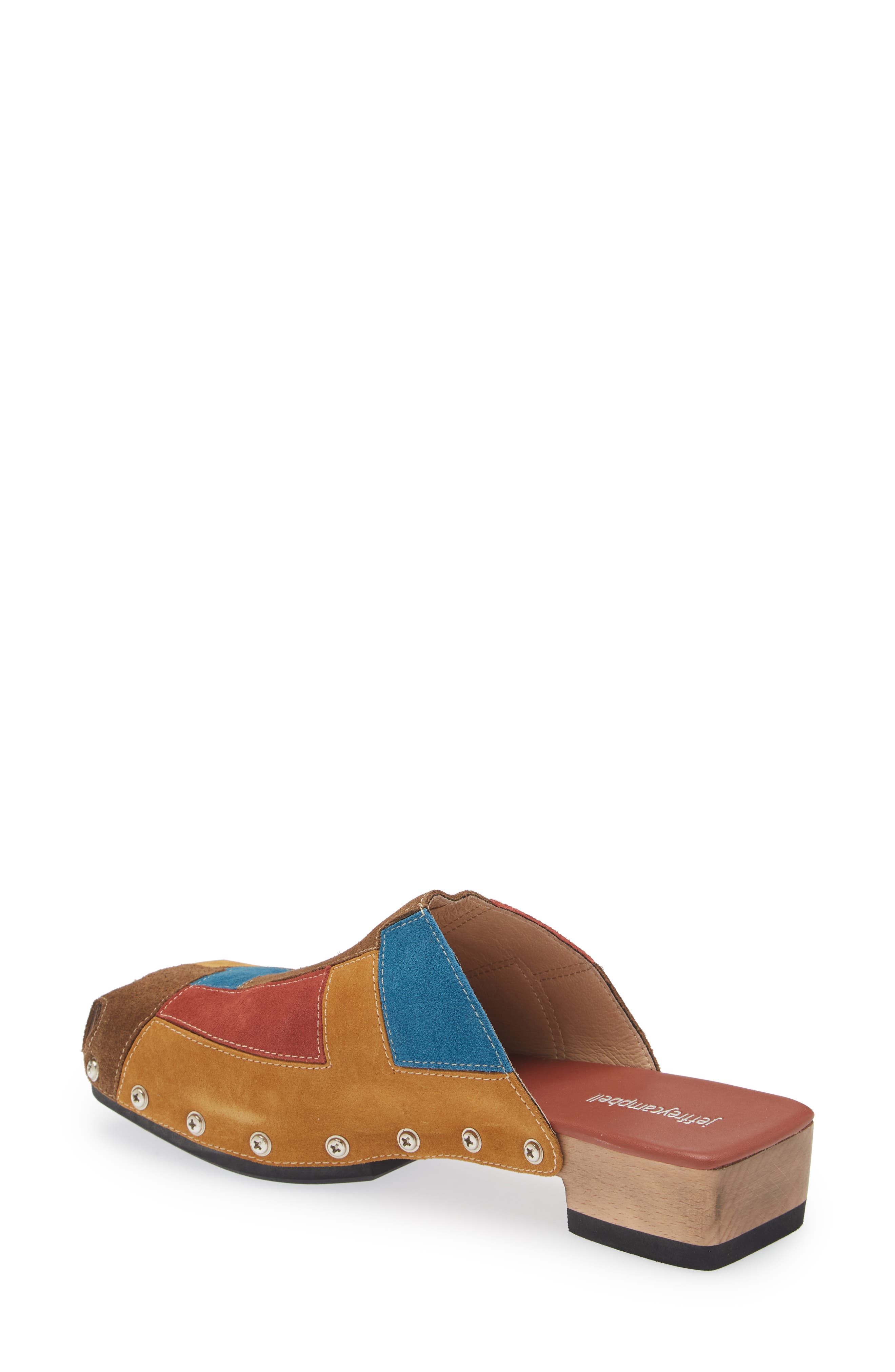 Calceus Patchwork Clog, Alternate, color, NEUTRAL SUEDE MULTI